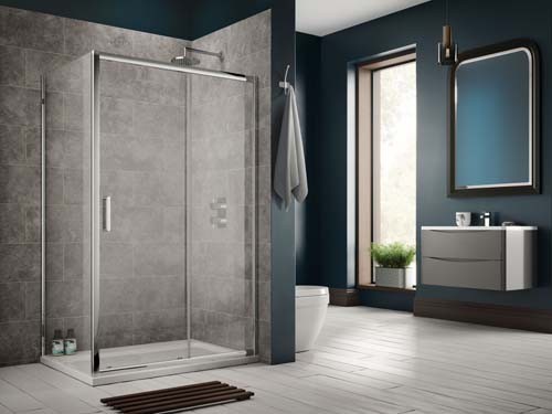 Sommer 8 SOE14 Sliding Shower Door 1400mm for Alcove or Corner Fitting Chrome Frame