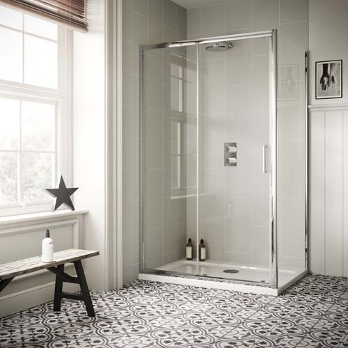 Sommer 6 SOS15 Sliding Shower Door 1500mm for Alcove or Corner Fitting Chrome Frame