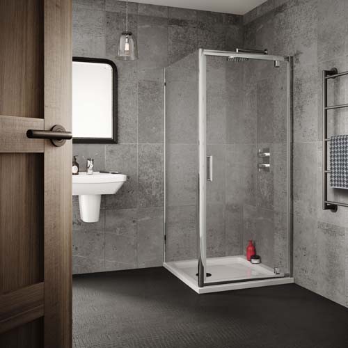 Sommer 6 SOS24 Pivot Shower Door 1000mm for Alcove or Corner Fitting Chrome Frame (with additional filler panel)