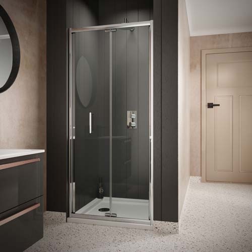Sommer 6 SOS29 Bi-Fold Shower Door 900mm for Alcove or Corner Fitting Chrome Frame