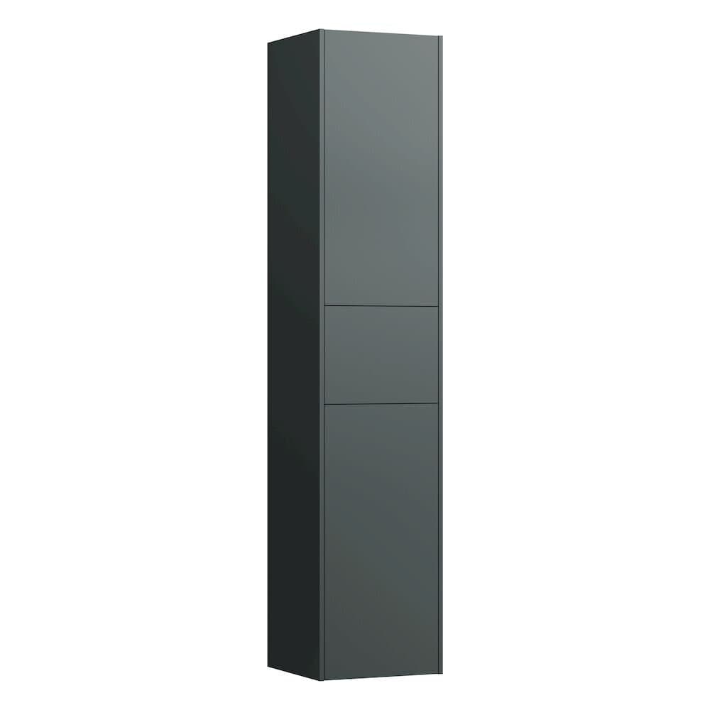 Laufen 4027211102661 Base Tall Cabinet - 2x Left Hinged Door & 1x Drawer/4x Glass Shelves 336x350x1650mm Traffic Grey