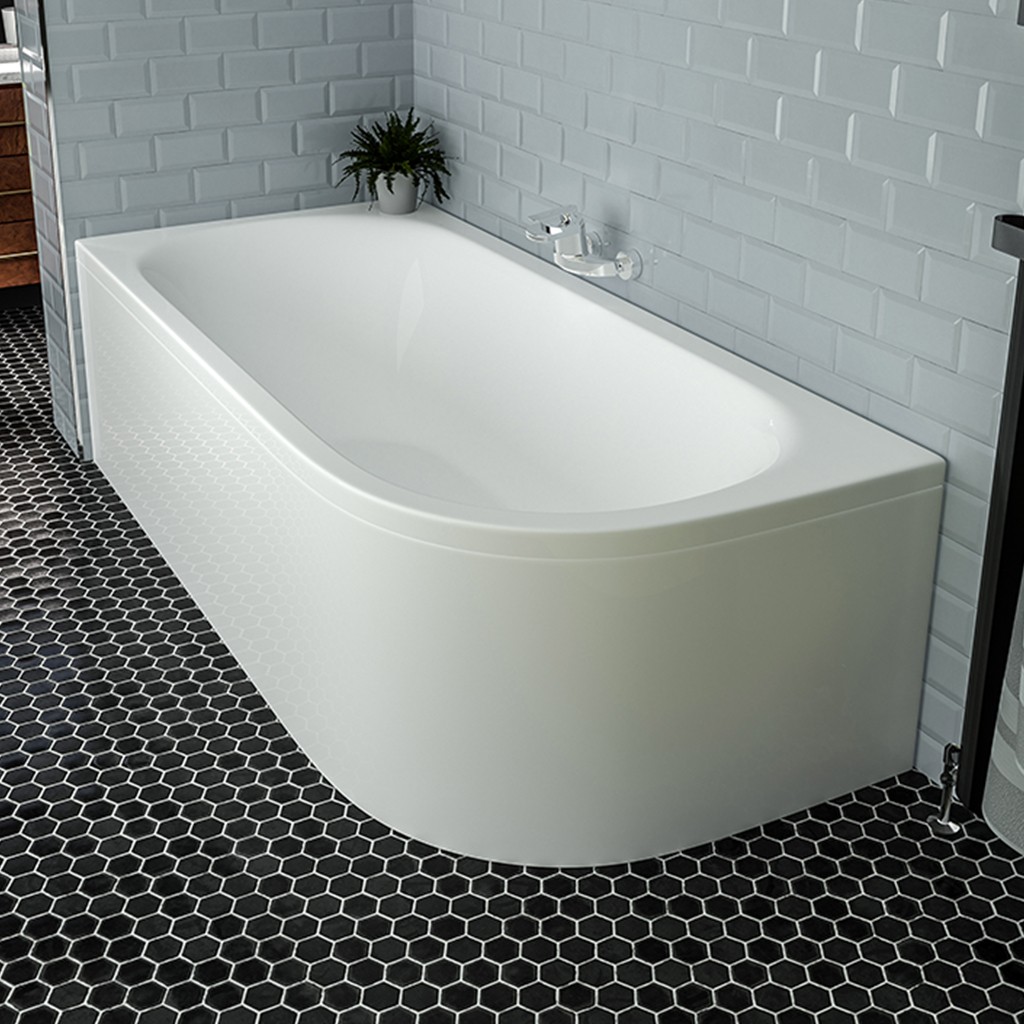 Eastbrook 42.0056 Biscay Double Ended Curved Bath 1600 x 725mm (depth 440mm) Right Hand 5mm Acrylic (Bath Panels NOT Included)