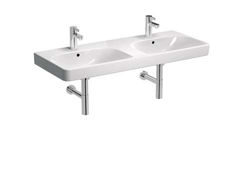 Geberit Smyle Square Double Basin 120cm Two tap hole (1 per basin) - White [500223011]