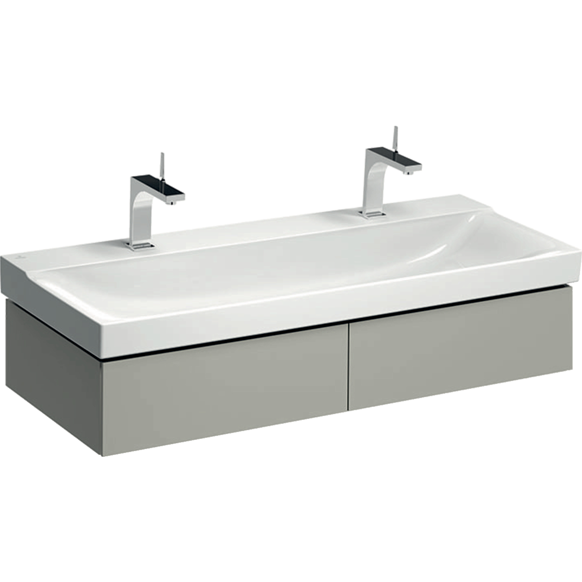 Geberit 500517001 Xeno2 1200mm Vanity Unit with Two Drawers & LED Lighting - Grey (Basin or Brassware NOT Included)