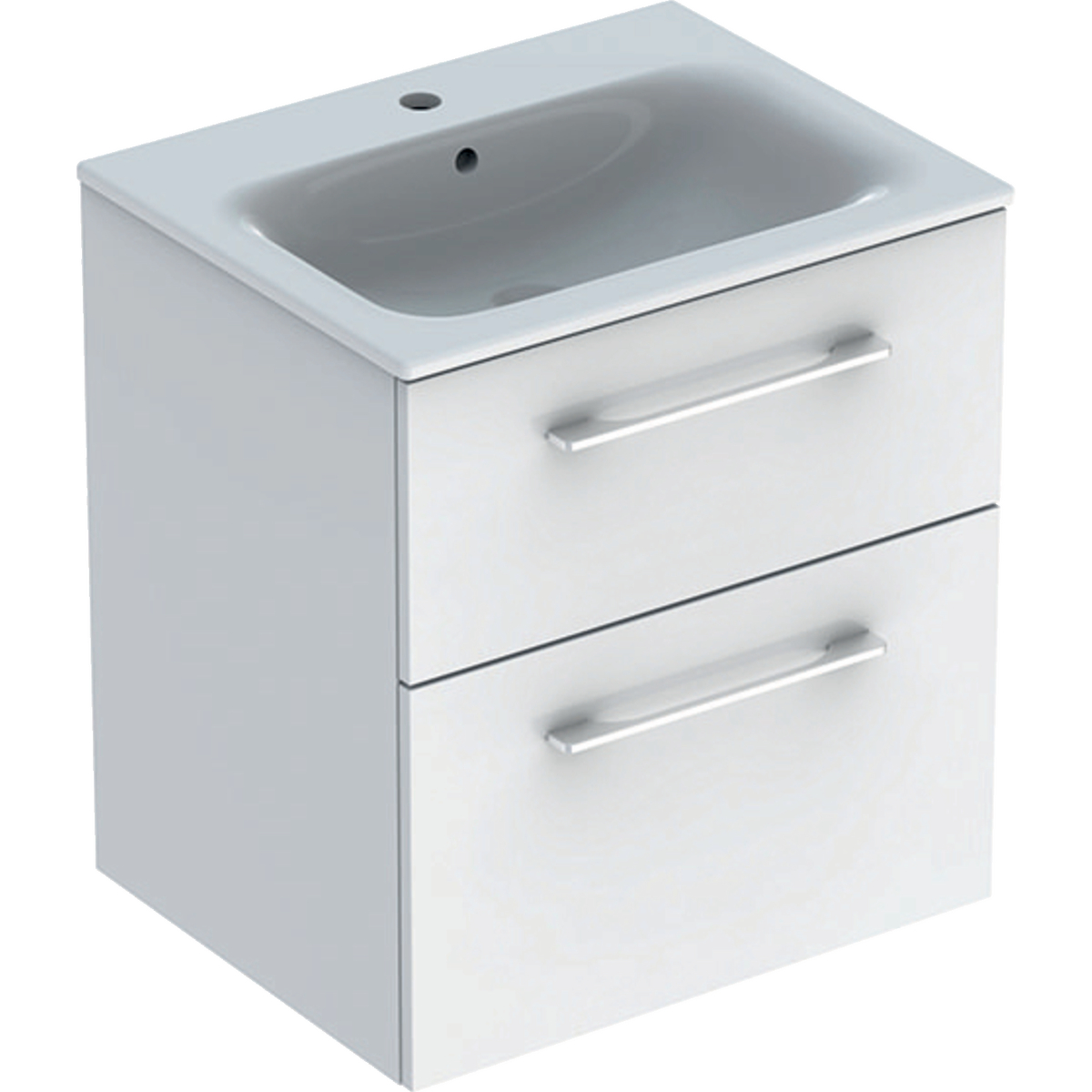 Geberit 501236001 Square S 600mm Slim Basin & Two Drawer Vanity Unit - White