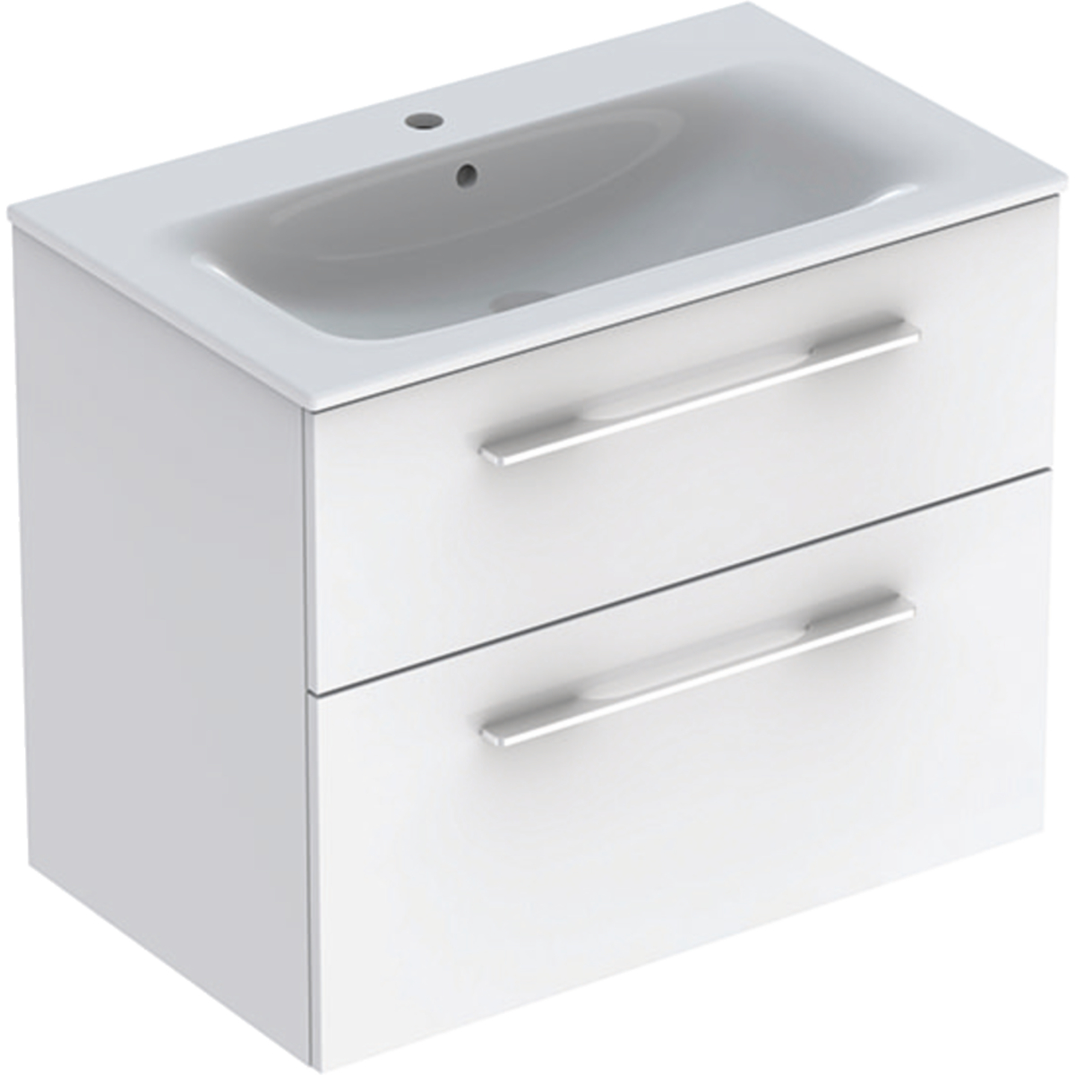 Geberit 501240001 Square S 800mm Slim Basin & Two Drawer Vanity Unit - White