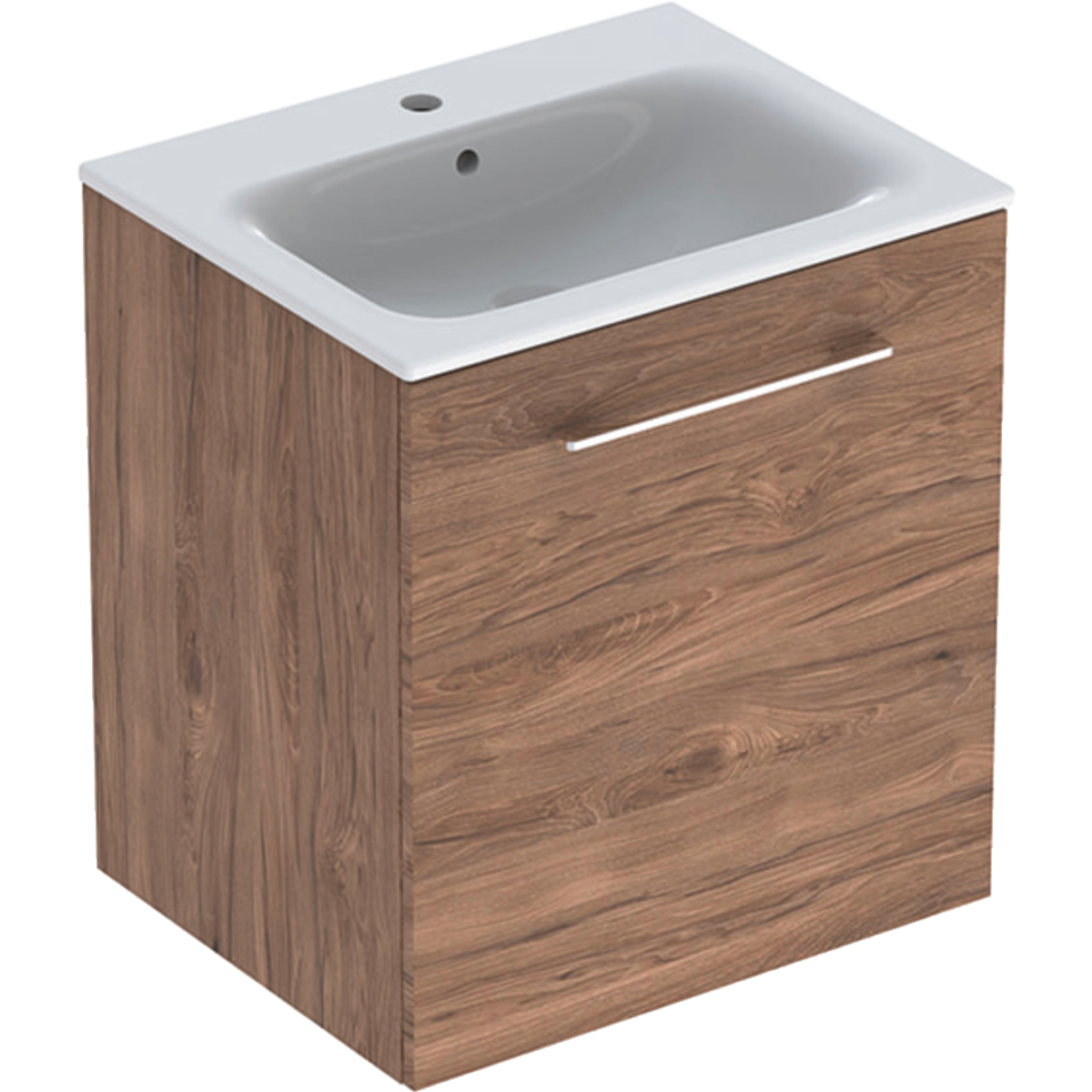 Geberit 501254001 Square S 600mm Slim Basin & One Door Vanity Unit - Hickory