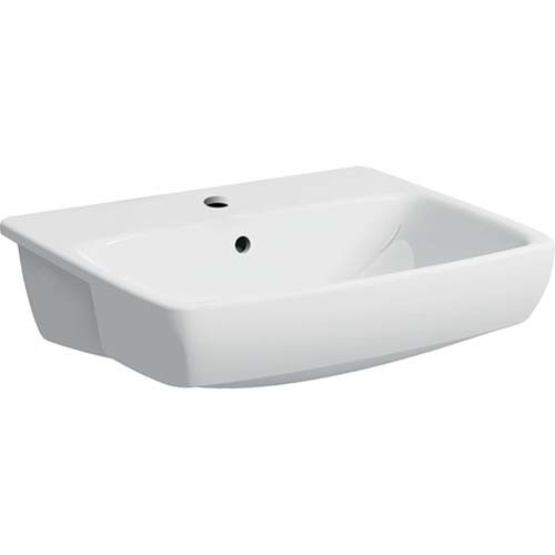 Geberit Selnova Square 55cm Semi-recessed Washbasin - White - 1 Tap Hole [501467007]