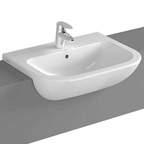 Vitra S20 Semi-Recessed Basin 55cm. 1TH - White [5524WH] [BRASSWARE NOT INCLUDED]