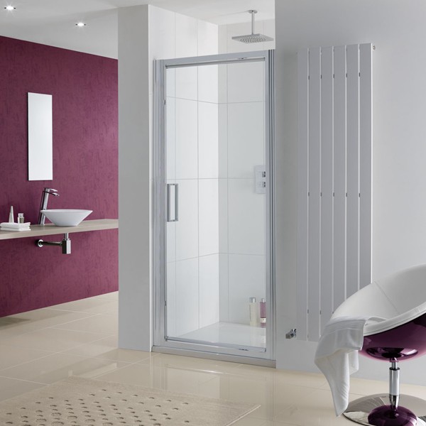 Lakes 8HP080S Coastline Narva Pivot Shower Door 800mm Polished Silver Frame (Side Panel NOT Included)