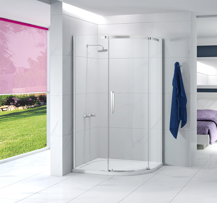 MERLYN A0101LH Ionic Essence Frameless Single Door Offset Quadrant 1200mm Right Hand