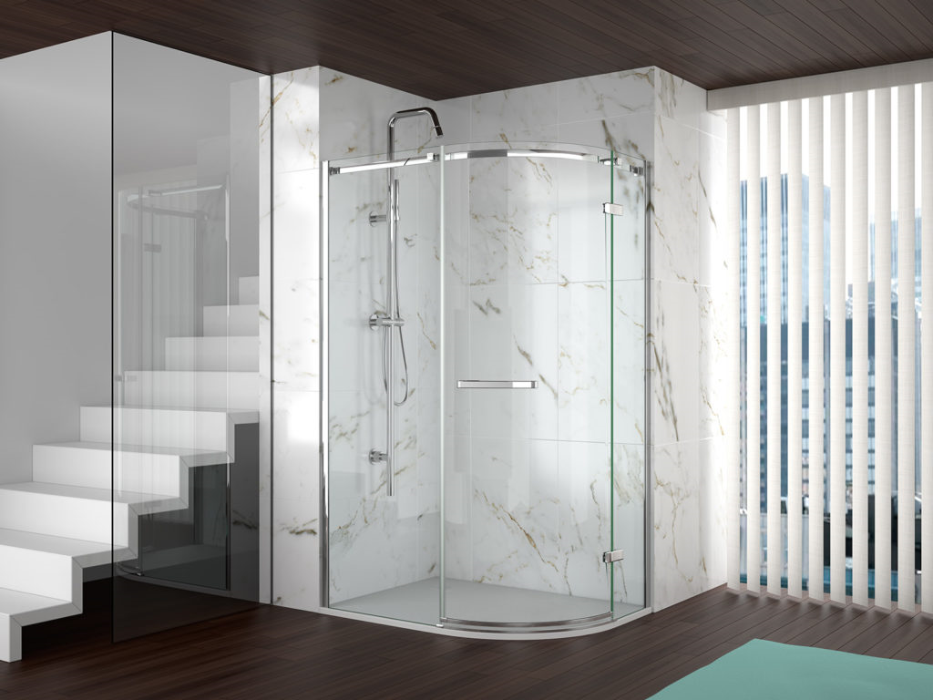 MERLYN A0601IHB Series 8 Frameless Single Door Offset Quadrant 1200 x 900mm with Shower Tray