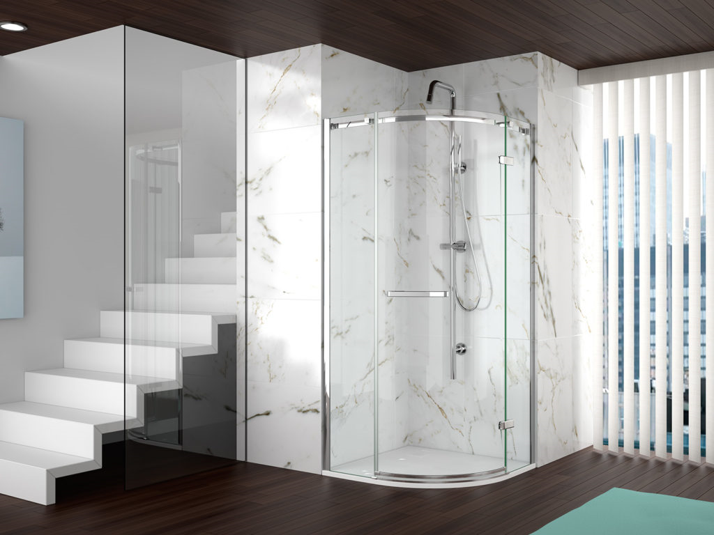 MERLYN A0602ZHB Series 8 Frameless Single Door Quadrant 1000mm with Shower Tray