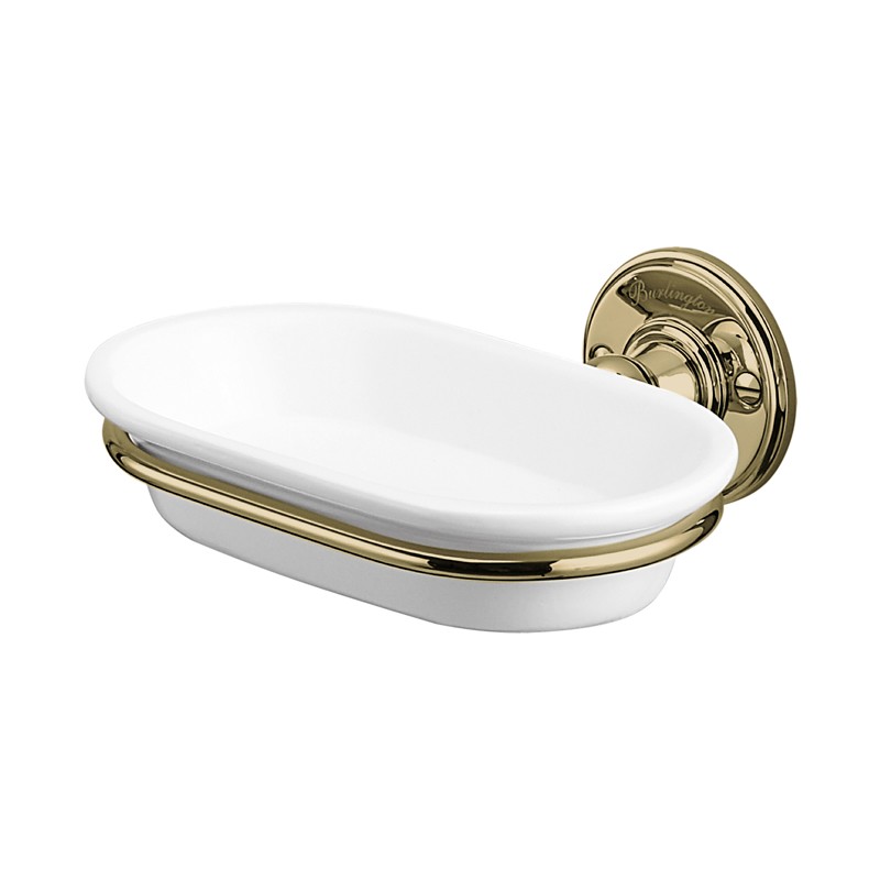 Burlington A1GOLD Wall Mounted Soap Dish Gold/White