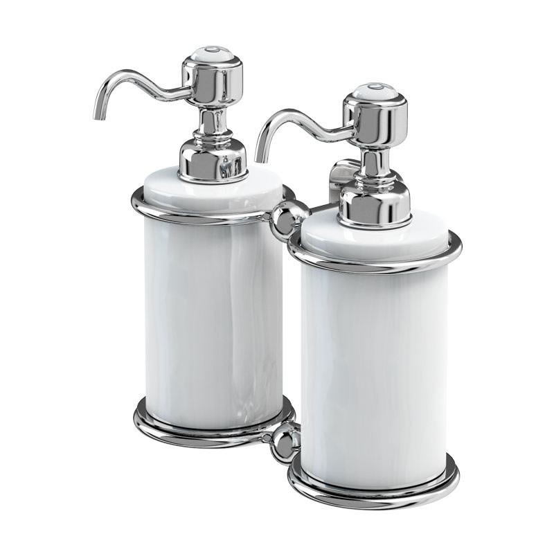 Burlington A20CHR Wall Mounted Double Liquid Soap Dispenser Chrome/White