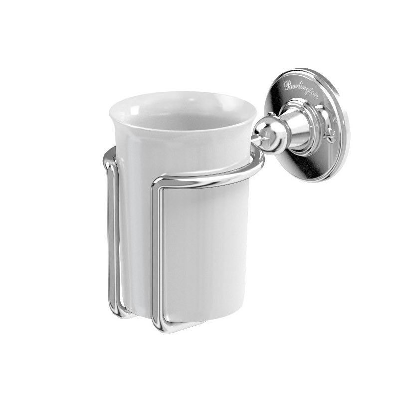 Burlington A2CHR Wall Mounted Tumbler & Holder Chrome/White