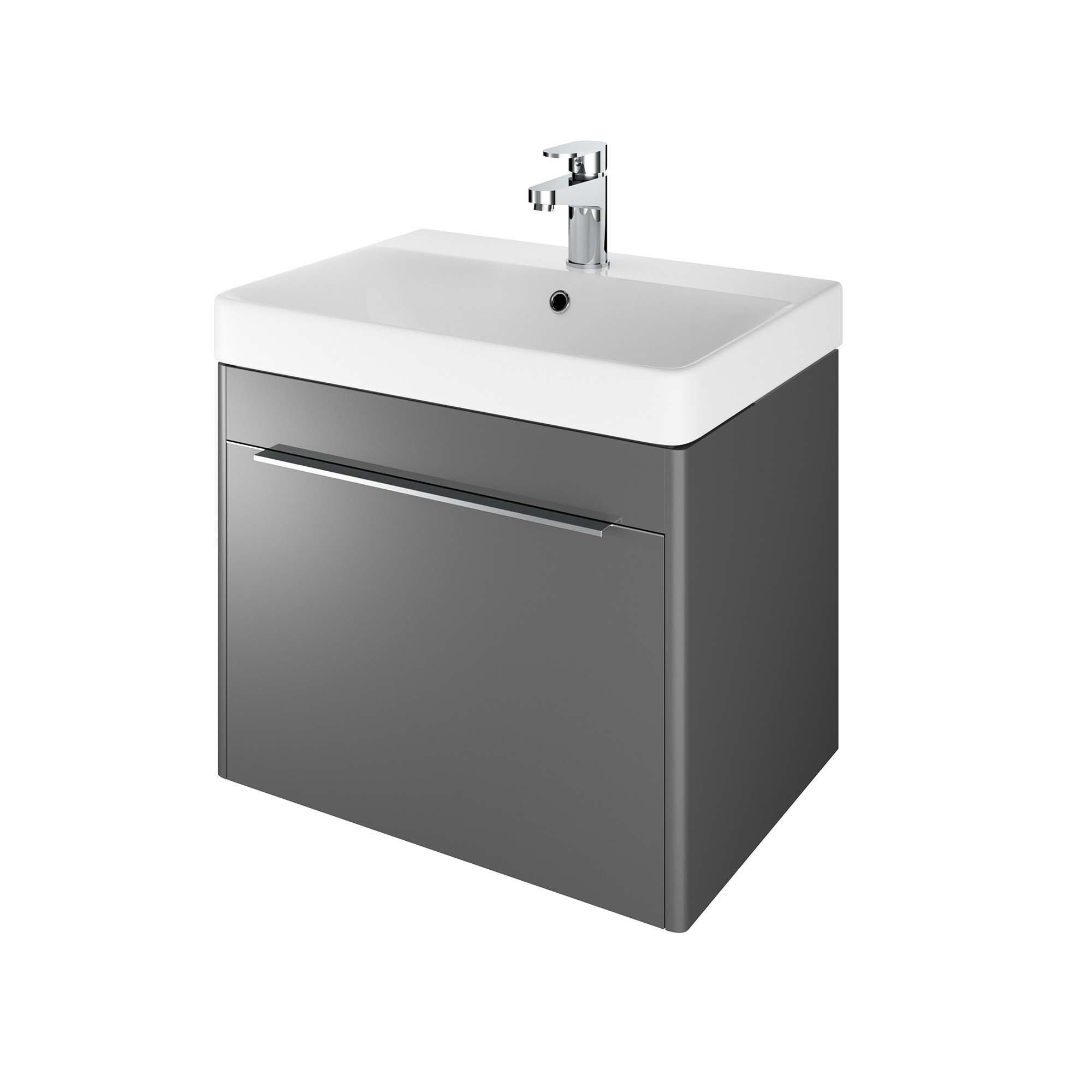The White Space AMF60AG Americana 58.5cm Wall Hung Vanity Unit - Anthracite Grey (Basin NOT Included)
