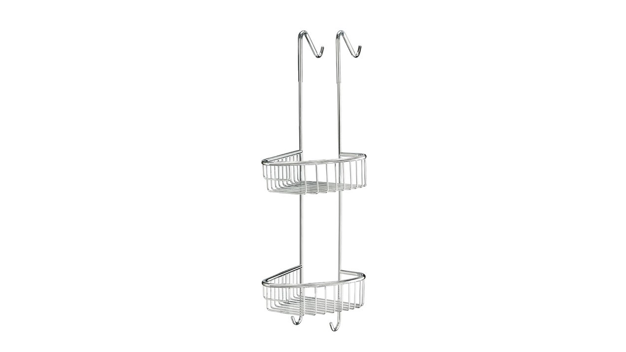 Inda Hotellerie Hook Double Corner Basket - Left Hand 21 x 74h x 33cm - Chrome [AV033BCR]