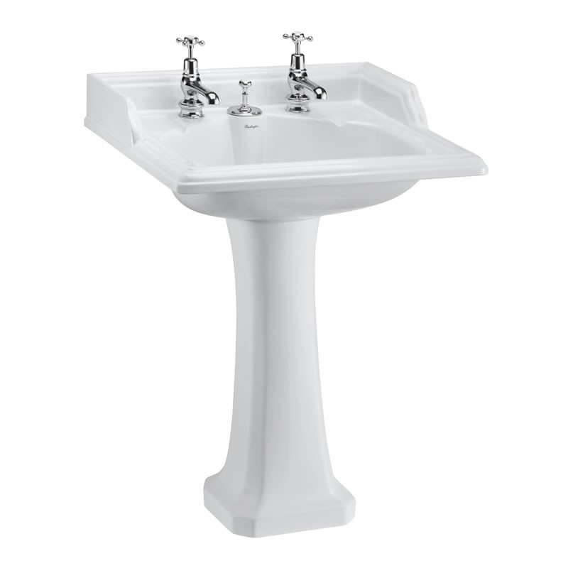 Burlington B14 Classic Rectangular Basin with Invisible Overflow 654 x 570mm 2 Tapholes White