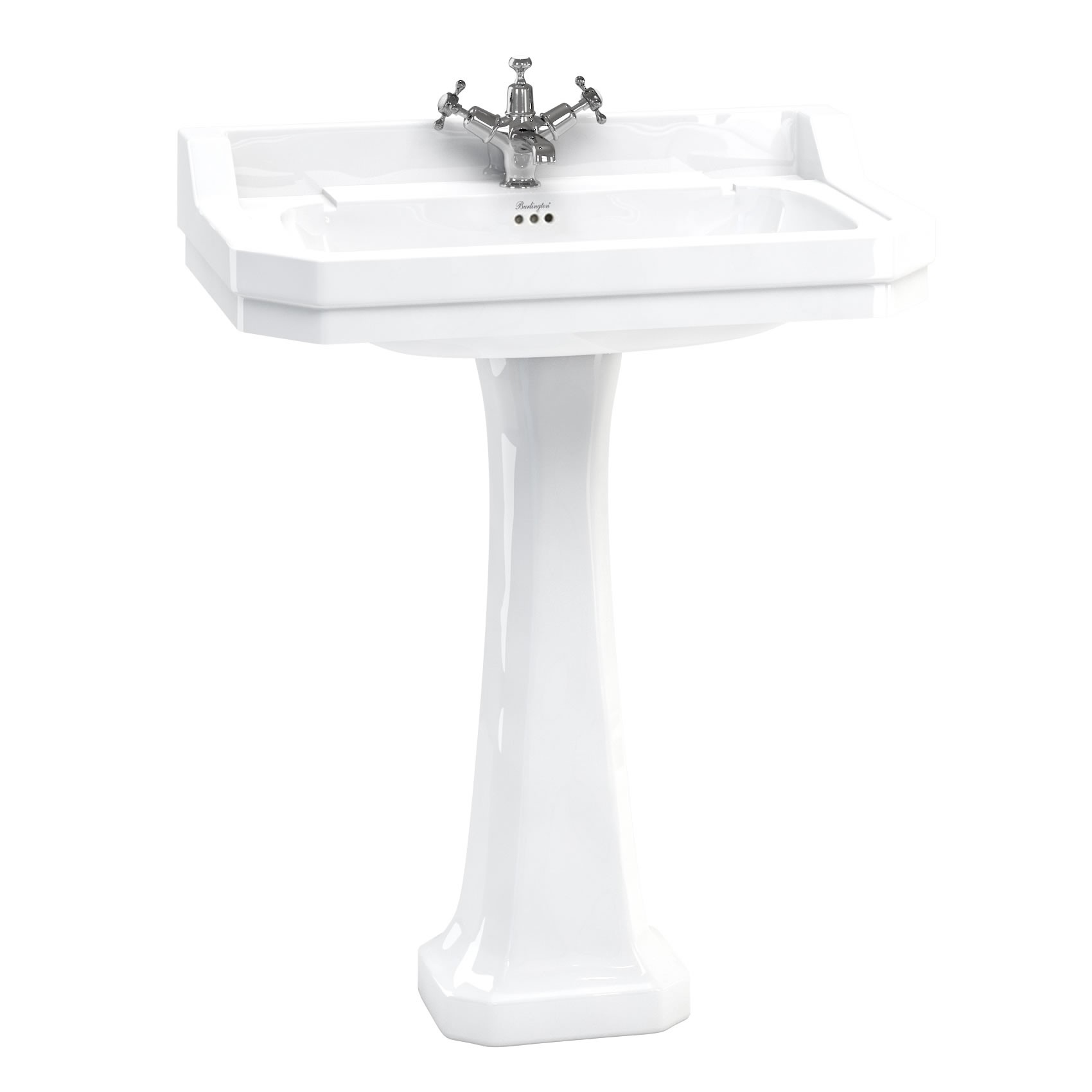 Burlington B181TH Edwardian Pedestal Basin 800 x 510mm 1 Taphole White (Pedestal NOT Included)