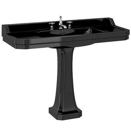 Burlington B193THJET Edwardian 1210mm Pedestal Basin 3 Tapholes Jet Matt Black (Pedestal & Brassware NOT Included)