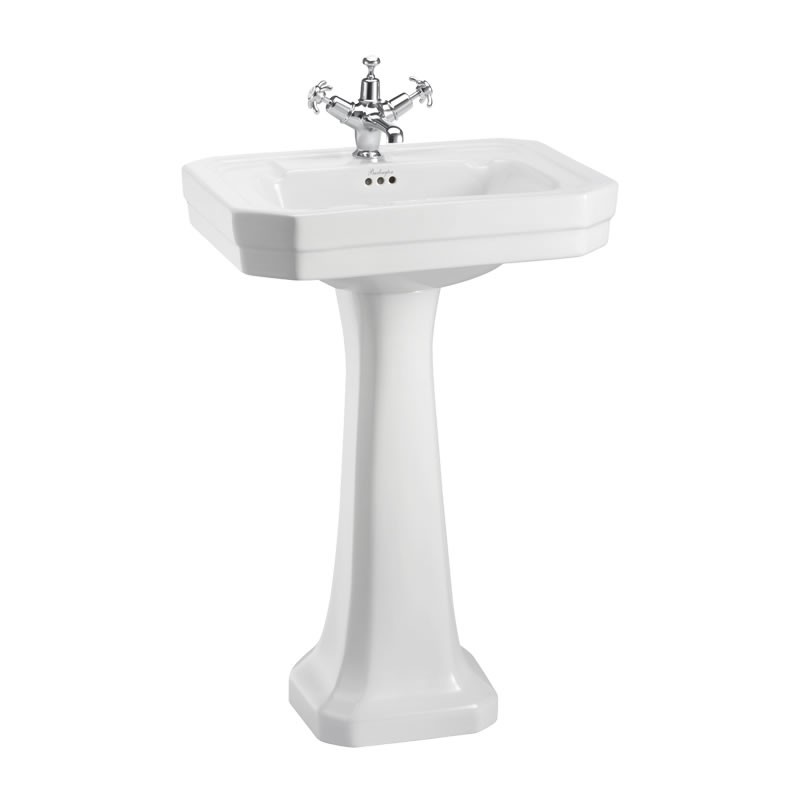 Burlington B22TH Victorian Pedestal Basin 565 x 470mm 2 Tapholes White