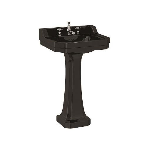 Burlington B41THJET Edwardian 560mm Pedestal Basin 1 Taphole Jet Matt Black (Pedestal & Brassware NOT Included)