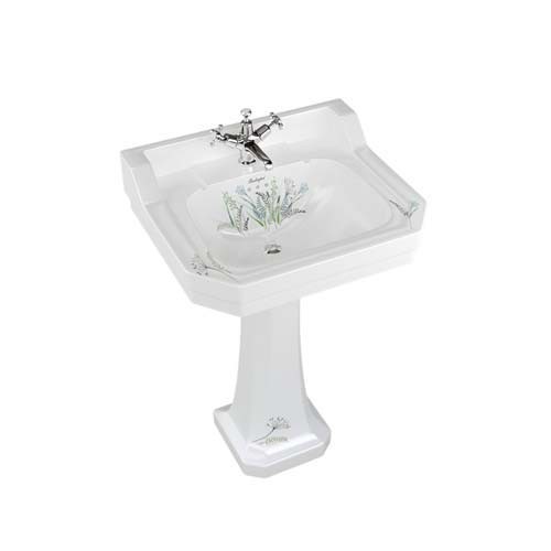 Burlington B42THMEAD Bespoke Country Meadow Edwardian Pedestal Basin 560 x 470mm 2 Tapholes