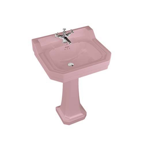 Burlington B42THPINK Bespoke Confetti Pink Edwardian Pedestal Basin 560 x 470mm 2 Tapholes