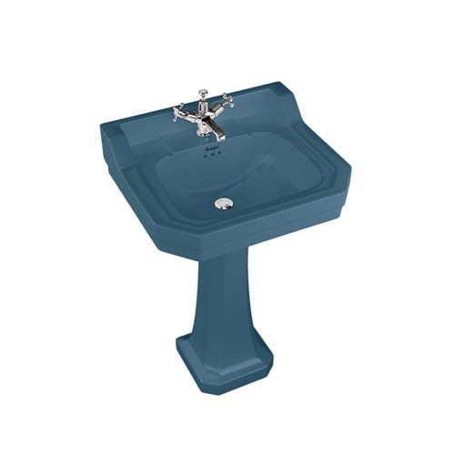 Burlington B43THBLUE Bespoke Alaska Blue Edwardian Pedestal Basin 560 x 470mm 3 Tapholes