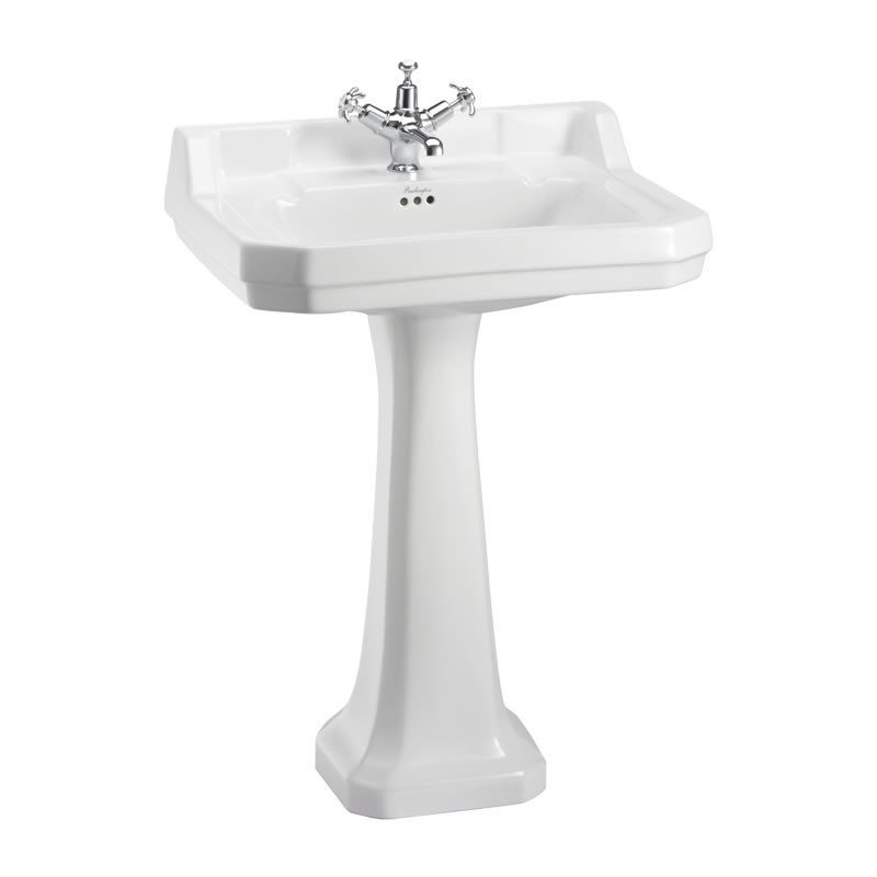 Burlington B52TH Edwardian Pedestal Basin 610 x 505mm 2 Tapholes White (Pedestal NOT Included)