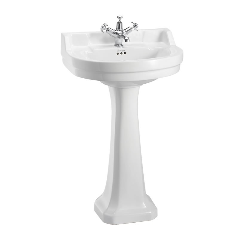 Burlington B61TH Edwardian Round Pedestal Basin 560 x 470mm 1 Taphole White (Pedestal NOT Included)