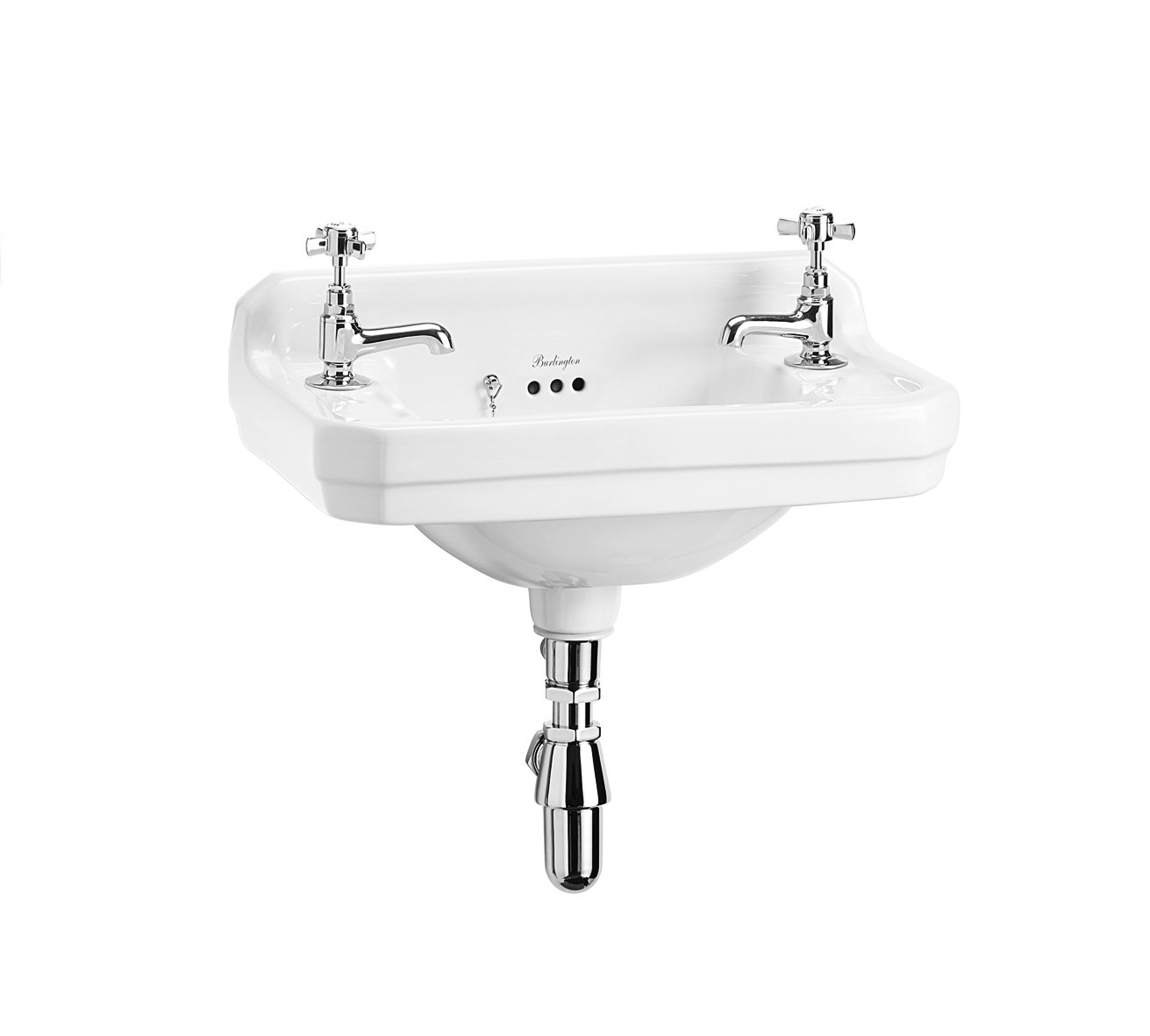 Burlington B8 Edwardian Cloakroom Basin 512 x 320mm 2 Tapholes White