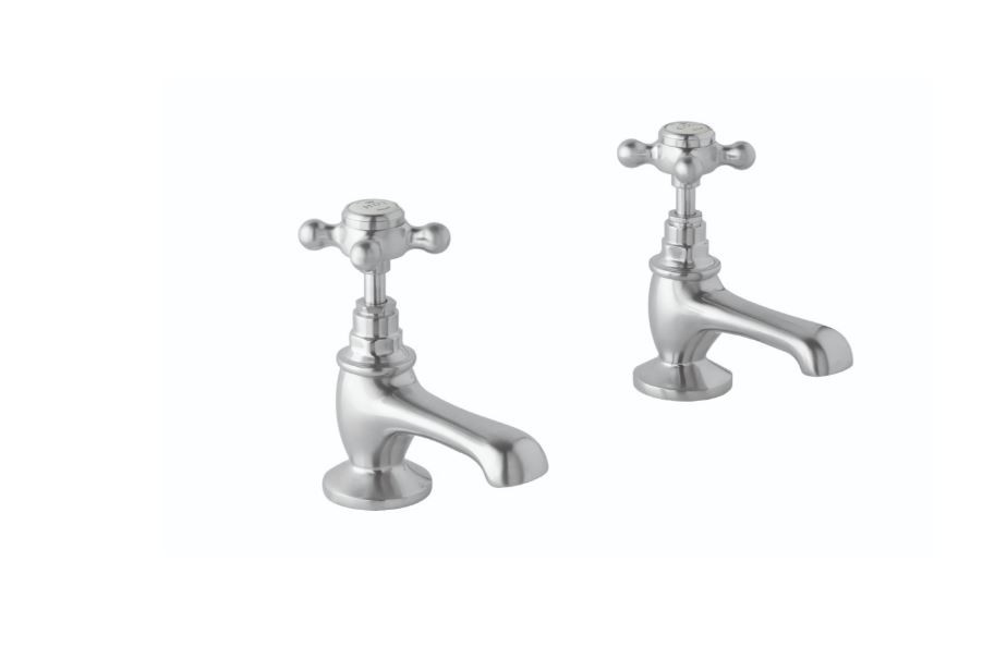 BC Designs Victrion Crosshead Basin Pillar Taps (2 Tapholes) Brushed Chrome [CTA005BC]