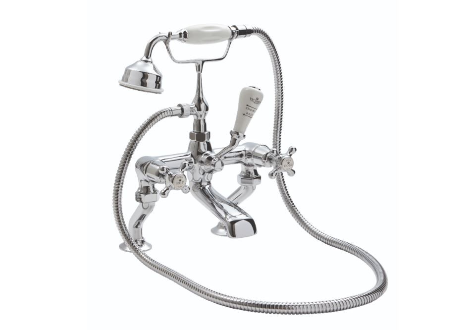 BC Designs Victrion Crosshead Deck Mounted Bath Shower Mixer Tap (2 Tapholes) Chrome [CTA020]