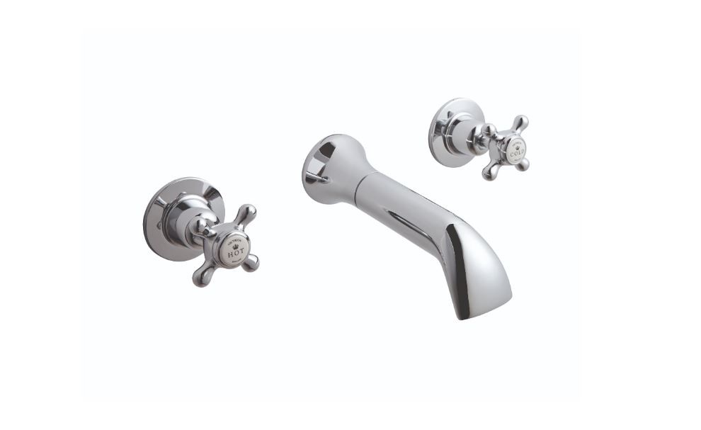 BC Designs Victrion Crosshead Wall Mounted Bath Filler Tap (3 Tapholes) Chrome [CTA030]