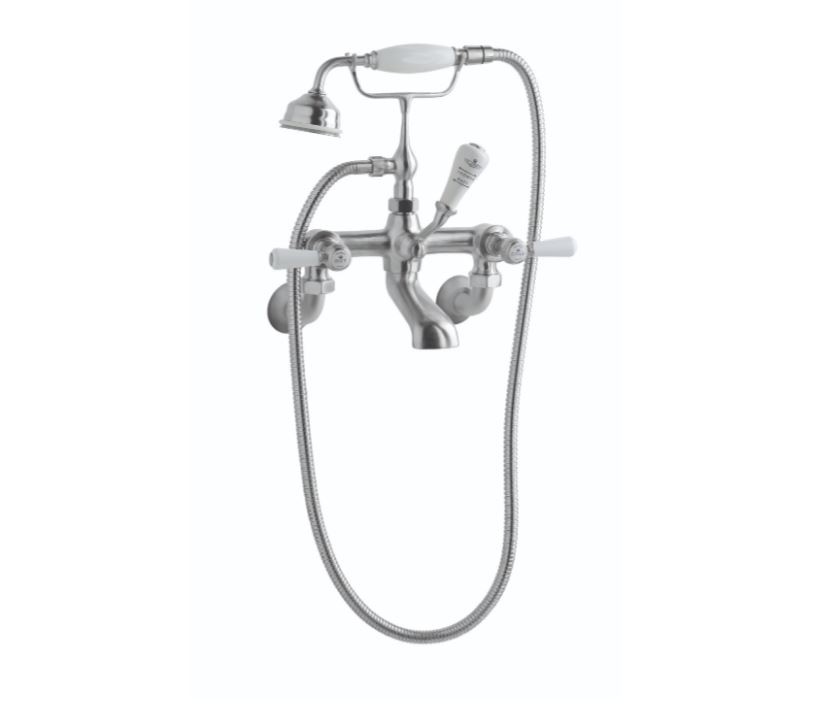 BC Designs Victrion Lever Wall Mounted Bath Shower Mixer Tap (2 Tapholes) Brushed Chrome [CTB121BC]