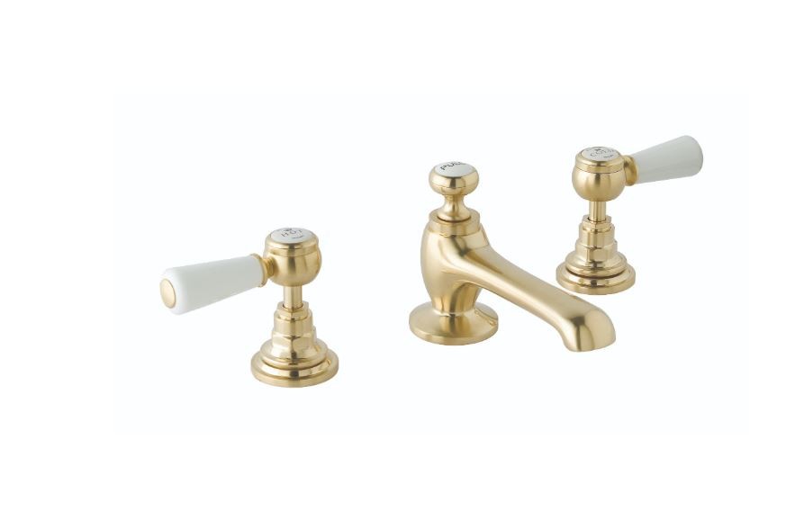 BC Designs Victrion Lever Basin Mixer Tap (3 Tapholes) Brushed Gold [CTB125BG]