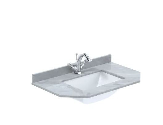 BC Designs Victrion Single Bowl with Marble Worktop (1 Taphole) 770 x 470mm Grey [BCT751G]