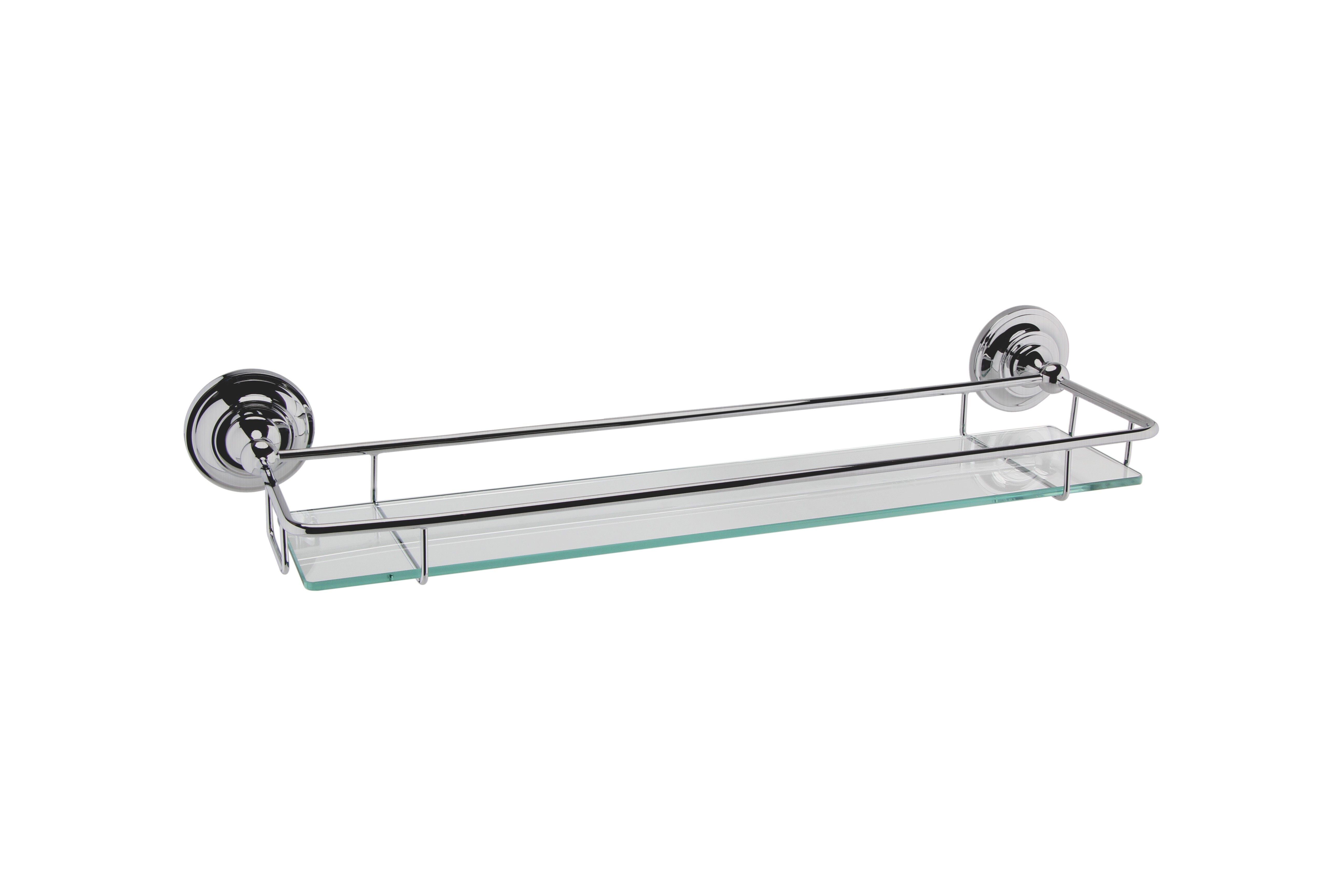 BC Designs Victrion Glass Gallery Shelf 536 x 146mm Brushed Chrome [CMA020BC]
