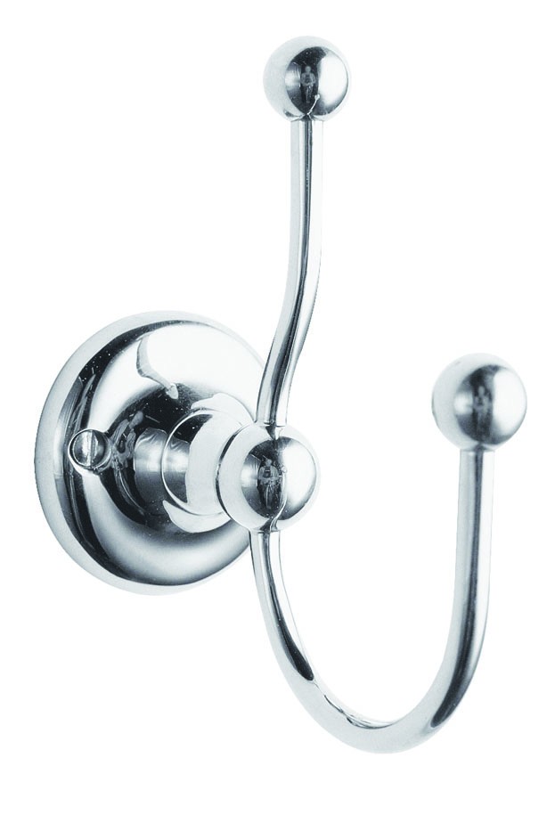 BC Designs Victrion Double Robe Hook 113 x 100mm Chrome [CMA030]