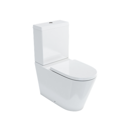Britton 15B35301 Sphere Rimless Close Coupled WC Pan with Toilet Seat White (Cistern NOT Included)