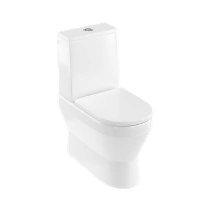 Britton CUR2003 Curve2 Rimless Close Coupled Back To Wall WC Pan with Soft Close Seat White (Cistern NOT Included) - (WC pan only)