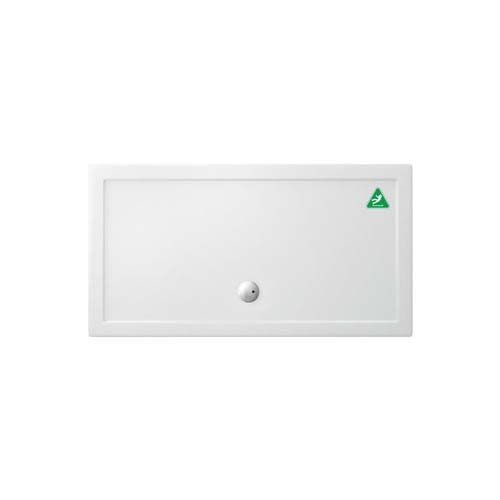 Britton Zamori Anti-Slip Rectangular Shower Tray with Central Waste Position 1500x800mm White (Waste NOT Included) [Z1181A]