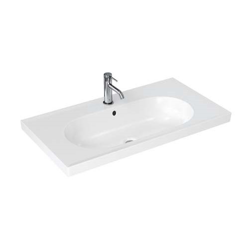 Britton SHR014 Shoreditch Origin Round Basin 850mm 1 Taphole White (Basin Unit/Brassware NOT Included)