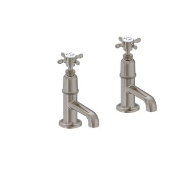 Burlington Guild Basin Pillar Taps (2 Tapholes) Brushed Nickel [GU150DNL]