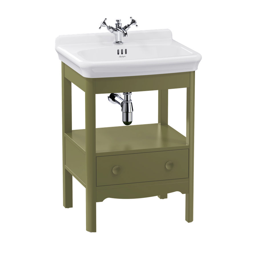 Burlington Guild Floor Standing Vanity Unit 620mm (Wash Basin & Worktop NOT Included) Carlyle Green [GU6500DCGFS]