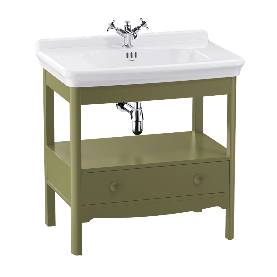 Burlington Guild Floor Standing Vanity Unit 850mm (Wash Basin & Worktop NOT Included) Carlyle Green [GU8500DCGFS]