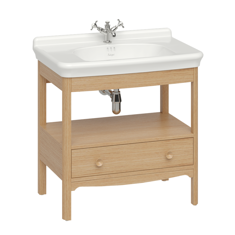 Burlington Guild Floor Standing Vanity Unit 850mm (Wash Basin & Worktop NOT Included) Light Oak [GU8500LOKFS]