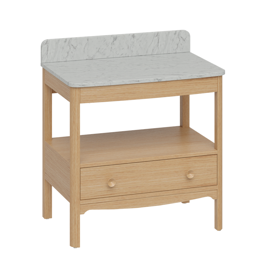 Burlington Guild Vanity Worktop with Upstand 812 x 531mm (Unit NOT Included) Cararra Marble [GU850TMC]